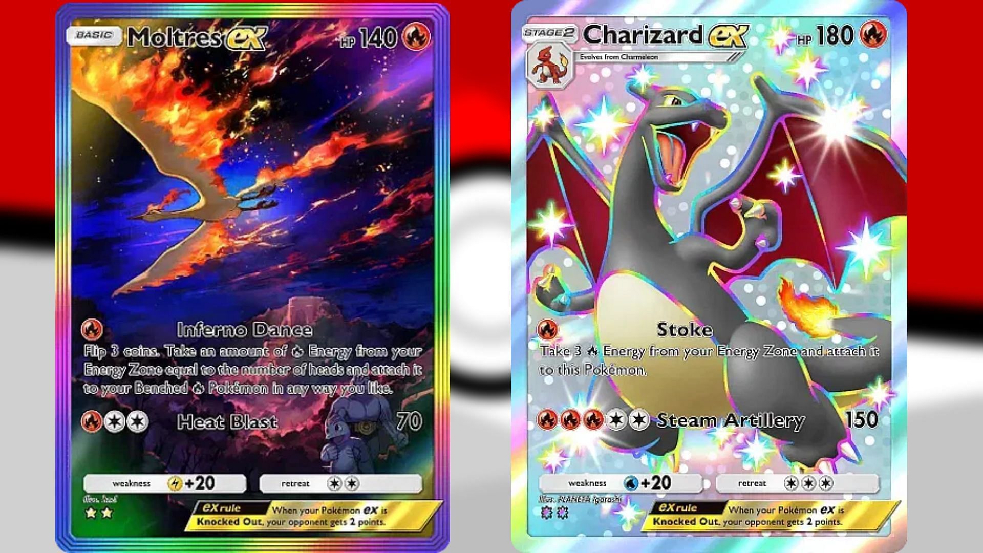 Moltres ex and Charizard ex (Shining Revelry) in PTCGP (Image via TPC)